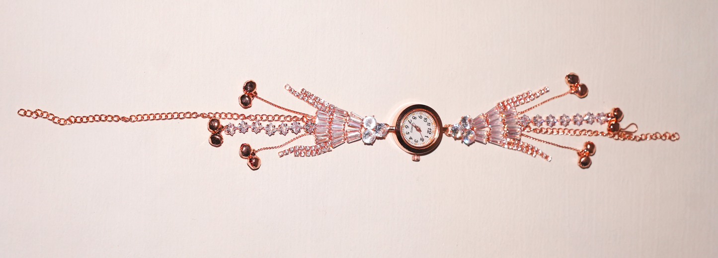 Wondervel Rose Gold Crystal Cascade Quartz Watch for Women