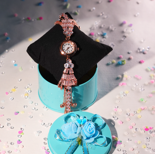 Wondervel Rose Gold Crystal Cascade Quartz Watch for Women